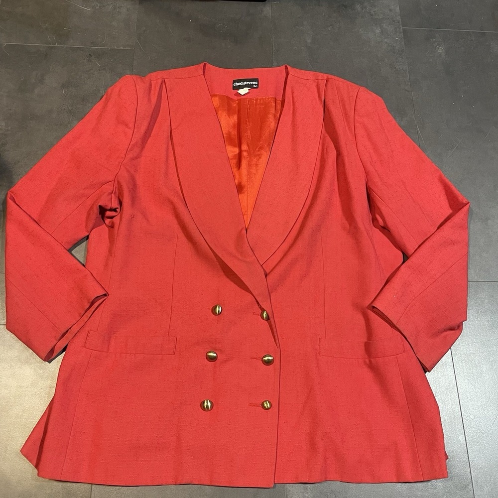 Vintage Chad Stevens Women's‎ Red Jacket Blazer Size 3X 80s 90s Career F-48